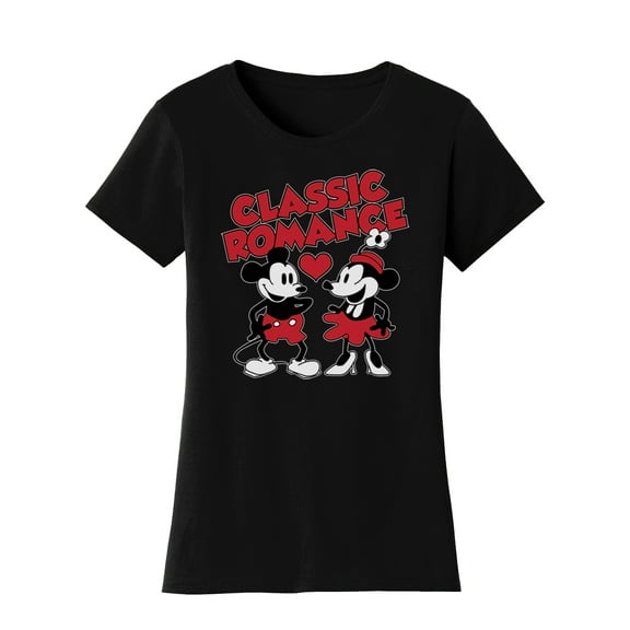 Womens Steamboat Willie T-Shirt - Vintage Classic Romance Cartoon Shirt, Black Medium