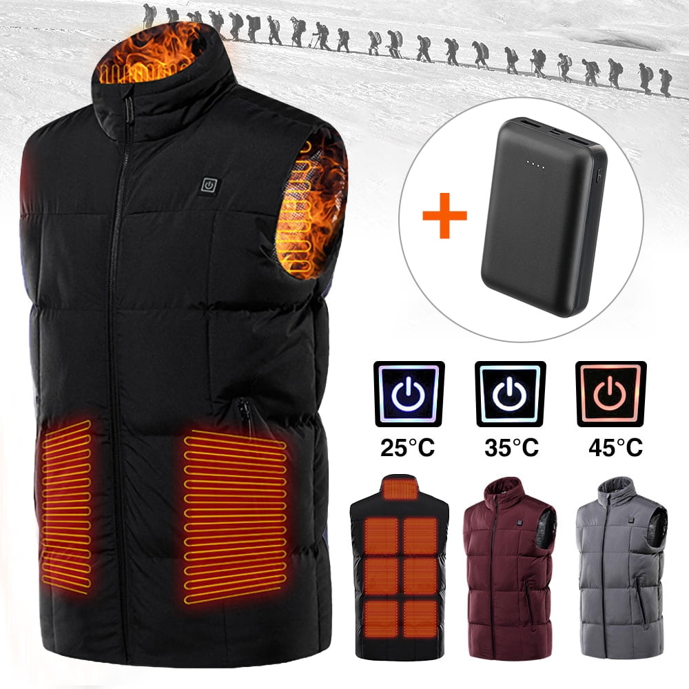 Mid-ten Heated Vest for Men Women,Unisex 9 Areas Plus Size Electric Heated Jacket with Power Bank, Lightweight Thermal Winter Clothes Coat Outwear