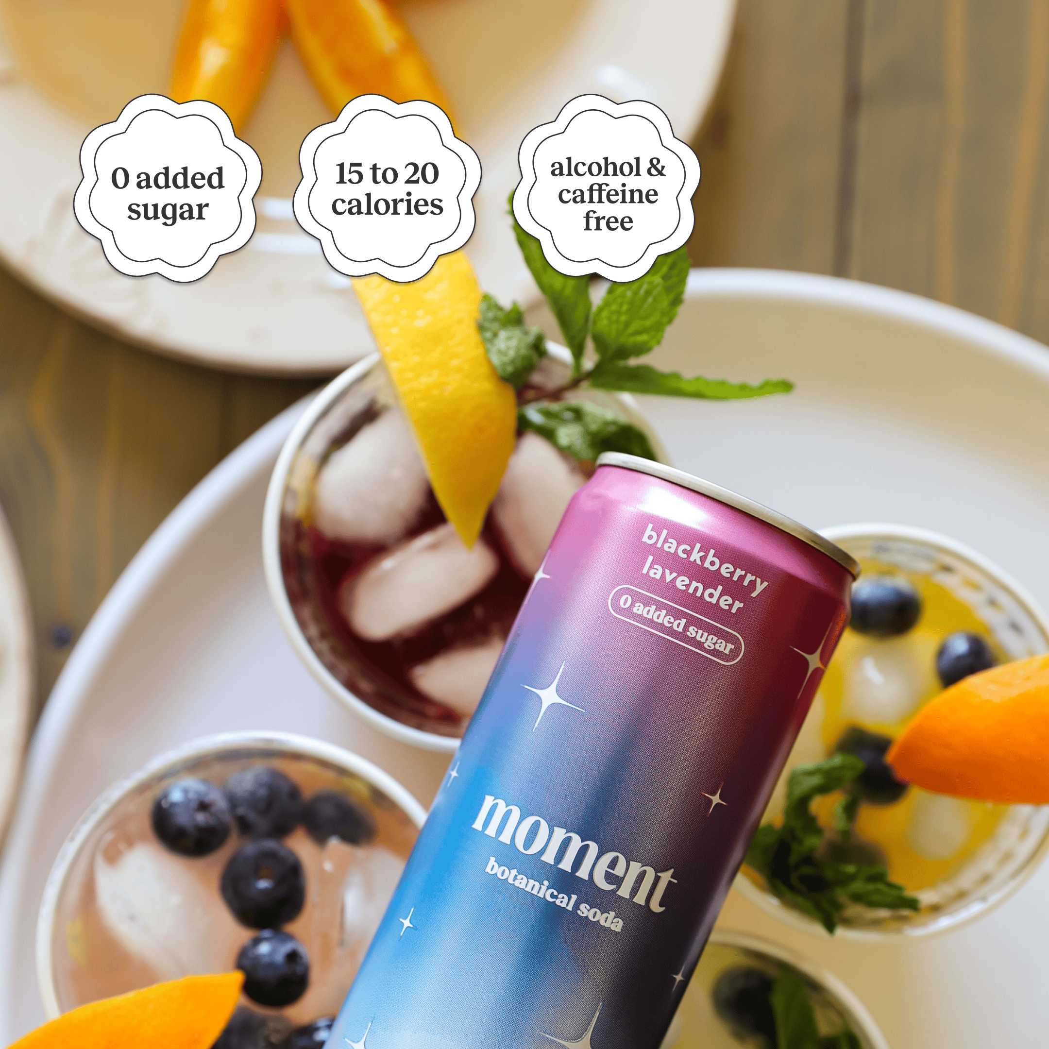 Moment Botanical Soda Soft Drink (Shark Tank) - SPARKLING Drinks | Berry Blast | L-Theanine & Ashwagandha for Calm & Clarity | 0 Added Sugar 0 Caffeine | 12-pack
