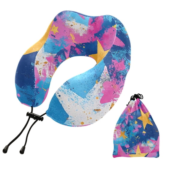 BZSMCE Travel Pillow Cosmic Blast Pattern 10.5x9.5x6in