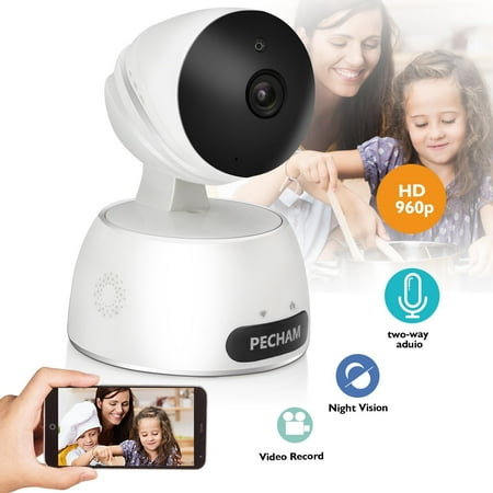 PECHAM 960P HD WiFi Security Camera, Wireless IP Camera Baby Monitor with Motion Detection, Night Vision,2 Way Audio, Remote Viewing by Smartphone App for Home and (Best Smartphone Security Camera App)