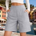 thumbnail image 6 of Weikingp Womens Bermuda Shorts，Workout Shorts Business Shorts For Women Beach Short Pants Bermuda Shorts With Pockets Walking Athletic Shorts Cotton Linen Shorts Gray 2XL, 6 of 7