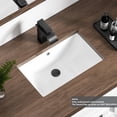 thumbnail image 2 of Lavabo de baño bajo encimera 18.7""X11.9"" Lavabo de tocador de cerámica de porcelana rectangular blanco con desbordamiento KARAMAG, 2 of 5