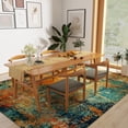 thumbnail image 6 of Area Rug For Living Room Washable Non-Slip Area Rugs 5x7ft Living Room, Boho Bedroom Mats Under Bed, Soft Stain Resistant Non-Shedding Thin Carpet For Dining Room Apartment Blue And Orange, 6 of 12
