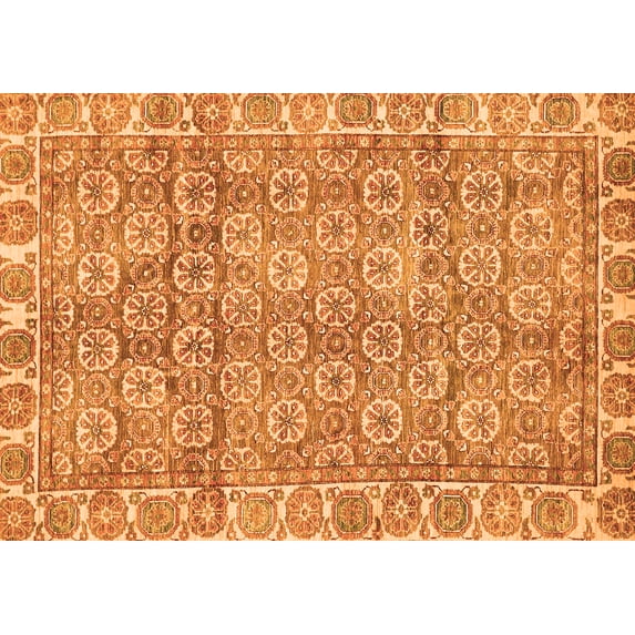 Ahgly Company Indoor Rectangle Oriental Orange Traditional Area Rugs, 4' x 6'