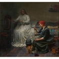 thumbnail image 2 of Kristian Zahrtmann 13x12 Gold Ornate Wood Frame and Double Matted Museum Art Print Titled - Leonora Christina in Blaataarn. the Woman is Cooking Porridge (1896), 2 of 4
