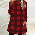 thumbnail image 2 of Ltctricy Women's Fluffy Oversized Sweatshirts Fuzzy Fleece Long Sleeve Crewneck Plaid Pullover Sweater Tops Plush Tunic Sweatshirts(Red,X-Large), 2 of 5