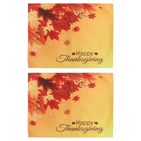 

HOMEMAXS 2pcs Thanksgiving Linen Placemats Creative Tabletop Coasters Table Mat Decor