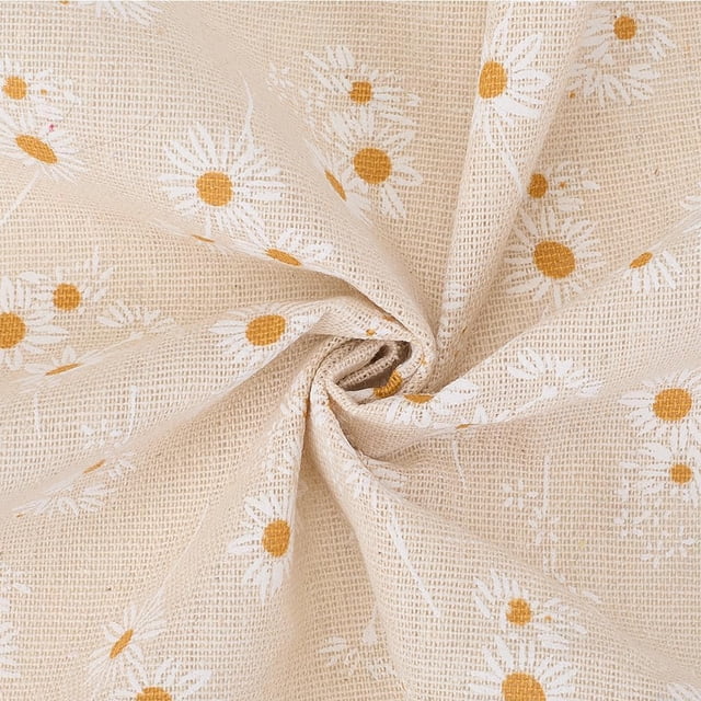Paquetes de tela de algodón con flores de 1 yarda y 63 pulgadas, mezcla de lino, suave, blanco, con estampado floral, bordado, por yarda