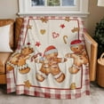 thumbnail image 4 of Vintage Christmas Gingerbread Man Throw Blankets, Beige Red Plaid Soft Fleece Blanket Decorative for Home Sofa Couch Chair Living Bedroom, 32x48 Inches,, 4 of 8