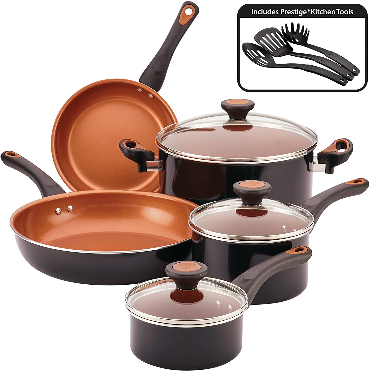 Glide Dishwasher Safe Nonstick Cookware Pots and Pans Set, 11 Piece