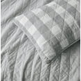 thumbnail image 3 of Chezmoi Collection 3-Piece Buffalo Check Plaid Cotton Quilt Reversible Lightweight Bedspread Set, King, Gray/White, 3 of 7