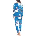 thumbnail image 3 of Renewold Skin Friendly Nightwear for Women Snowman Snowflake Crewneck Top and Pants Set Christmas Relaxed Life Time Home 2 Pieces Pajamas Sleepwear,Size M, 3 of 4