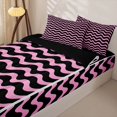 thumbnail image 3 of Homewish Pink Wave Stripes Zipper Queen Comforter Set with Fitted Sheet and 2 Pillowcases,Abstract Modern Zipper Bedding Set,Black Reversible,4pcs, 3 of 8