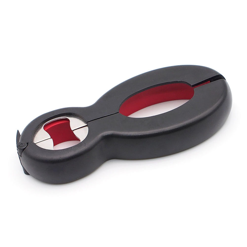 Soda and Jar Openers Seniors with Arthritis Jar Opener for Seniors and Arthritic Hands Twist Off Lid 6 in 1 Multi Opener All in One Bottle Opener Can Black and Red Hand Weakness