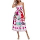 thumbnail image 1 of Vestido de verano europeo y americano, sin mangas, sin cuello, de cintura alta, estampado, pintado, con tirantes grandes Rosa, 1 of 6