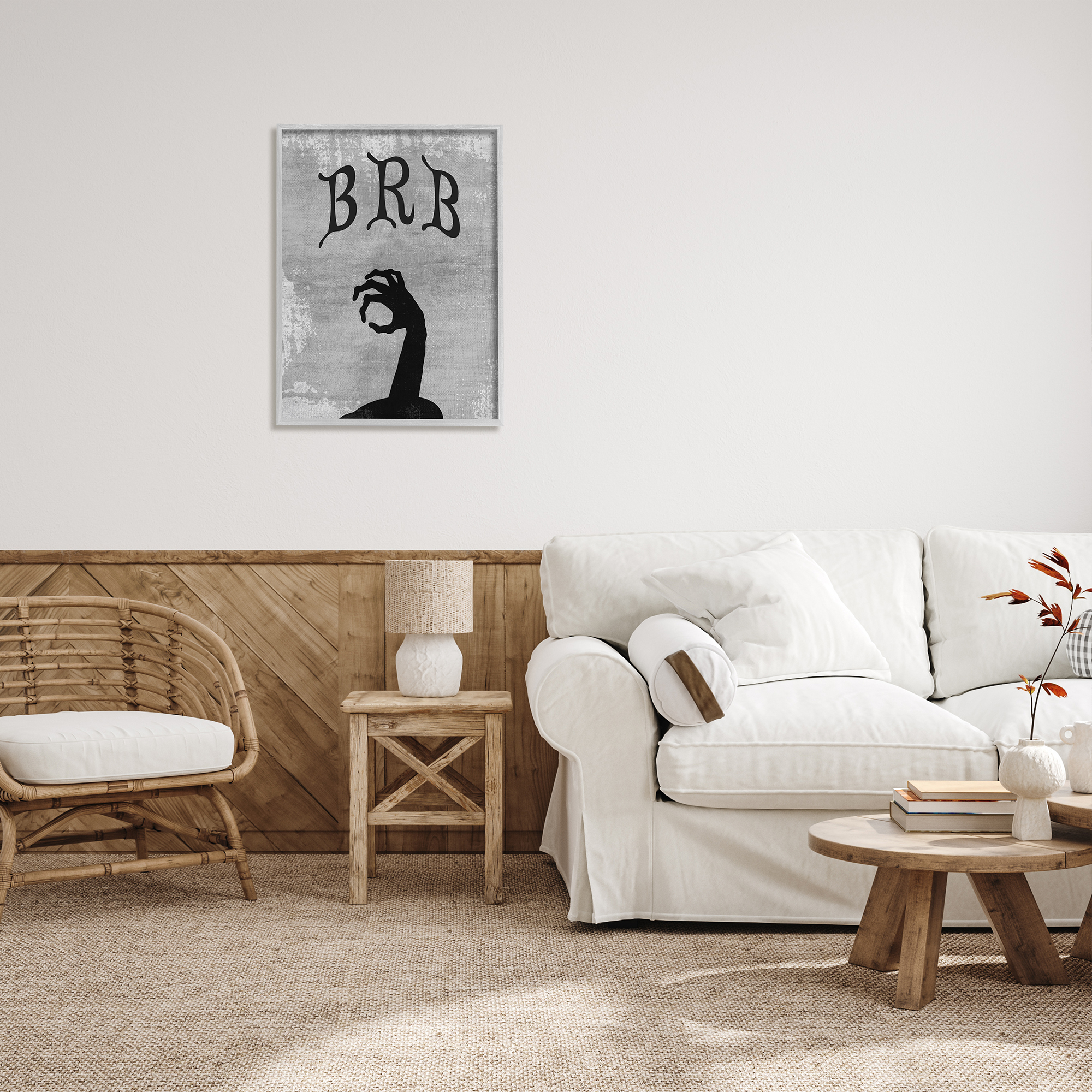 Stupell Industries BRB Zombie Graveyard Holiday Painting Gray Framed Art Print Wall Art, 24 x 30