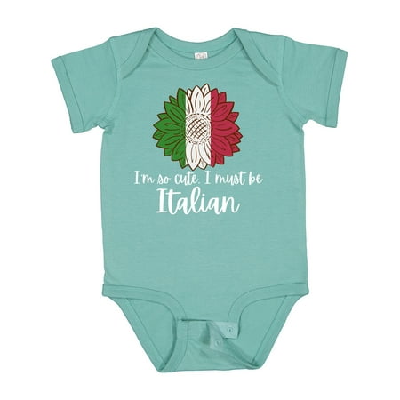 

Inktastic I m So Cute I Must Be Italian Sunflower Italy Flag Boys or Girls Baby Bodysuit