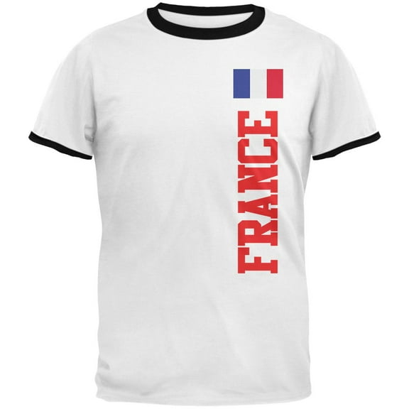 World Cup France Mens Ringer T Shirt White-Black X-LG