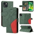 thumbnail image 1 of Case for iPhone 13 Leather Wallet Book Flip Folio Stand View Cover - Green, 1 of 5