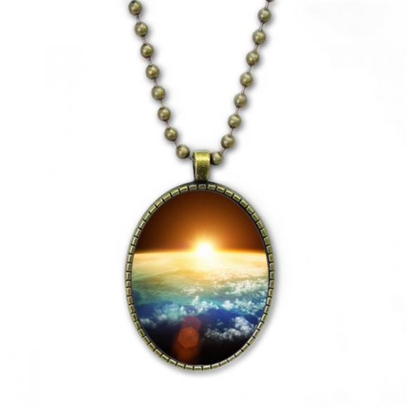 en shines surface illustration pattern necklace vintage chain bead pendant jewelry collection