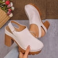 thumbnail image 5 of Heels for Women Platform Lug Sole High Heeled Mules Closed Toe Slingback Sandals Comfy Pumps Arch Support Orthopedic Shoes Beige Size 6, 5 of 8