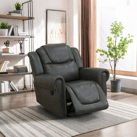 MAYEERTY Manual Recliner Single Chair with Breathable Leather for Living Room Apartment