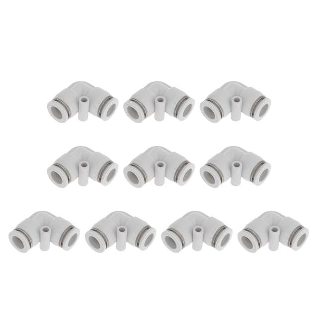 Conectores de aire de 90 grados de dos vías Unique Bargains, 3/8", 10 piezas, tono blanco y plateado