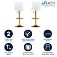 thumbnail image 3 of Flash Furniture Modern White Vinyl Adjustable Bar Stool with Back, Counter Height Swivel Stool with Gold Pedestal Base, Set of 2, 3 of 16
