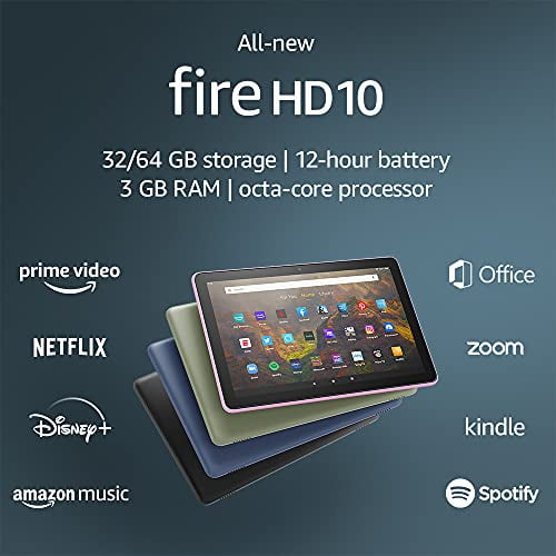 Fire HD 10 Tablet, 10.1 Full HD, Octa-core (8 Core) 2 GHz, 3 GB  RAM, 32 GB SSD, Fire OS 7, Lavender 
