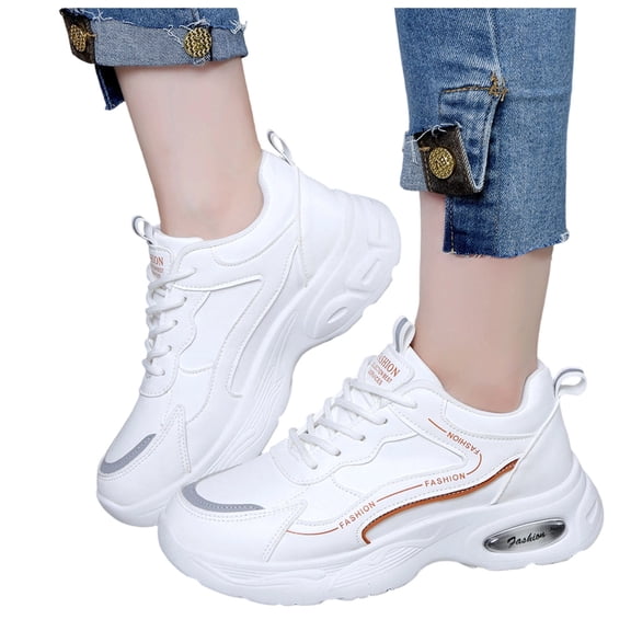 Fashion Chunky Platform Sneakers Women Classic White Tennis Shoes Comfy Arch Support LAce up Walking Running Shoes