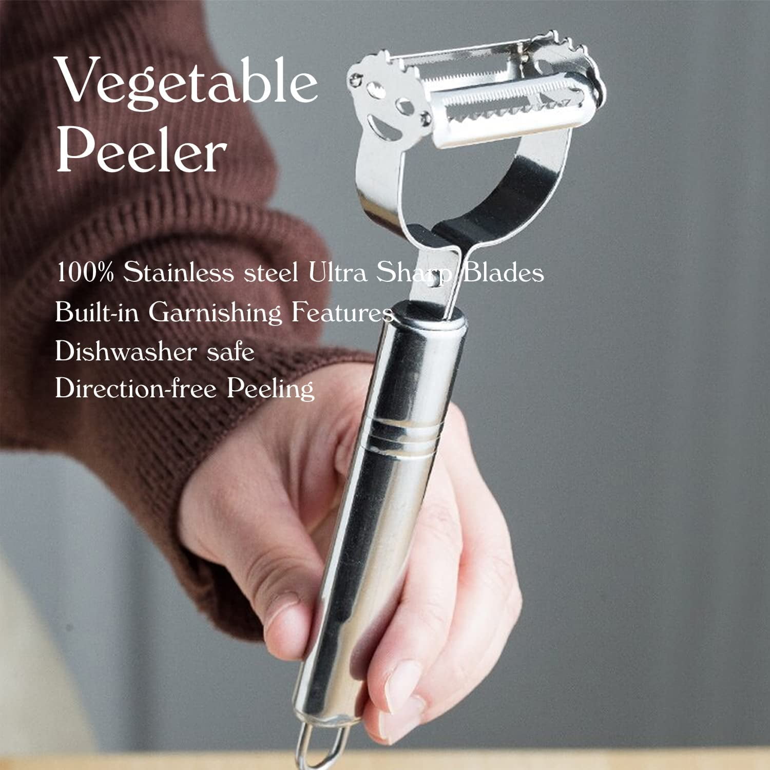 1pc Double Sided Collection Peeler With Splash Guard, Multi