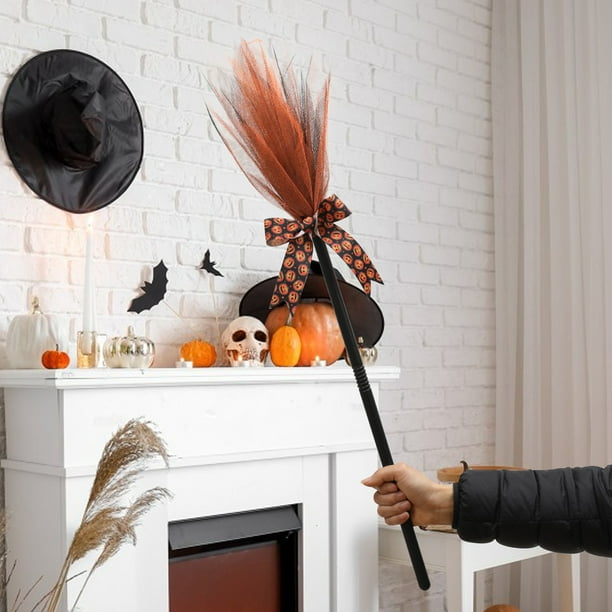 Decoraciones de Halloween, bruja de Halloween, mago, calabaza de lana, bruja, fantasma, decoración de fiesta, accesorios, baile, Halloween, guantelete infantil, vuelo a casa, juego de rol, escoba deco