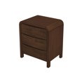 thumbnail image 2 of Solid Wood Mid-century Modern 3 Table For Bedroom, Brown Walnut Bedside Nightstand With 3 Drawers, Wood,, 2 of 3