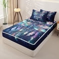 thumbnail image 2 of Homewish Boho Dragonfly Zipper Full Size Comforter Sets with Fitted Sheet and 2 Pillowcases,Hippie Dreamcatcher Zipper Bedding Set,Navy Blue Reversible,4 Pieces, 2 of 7