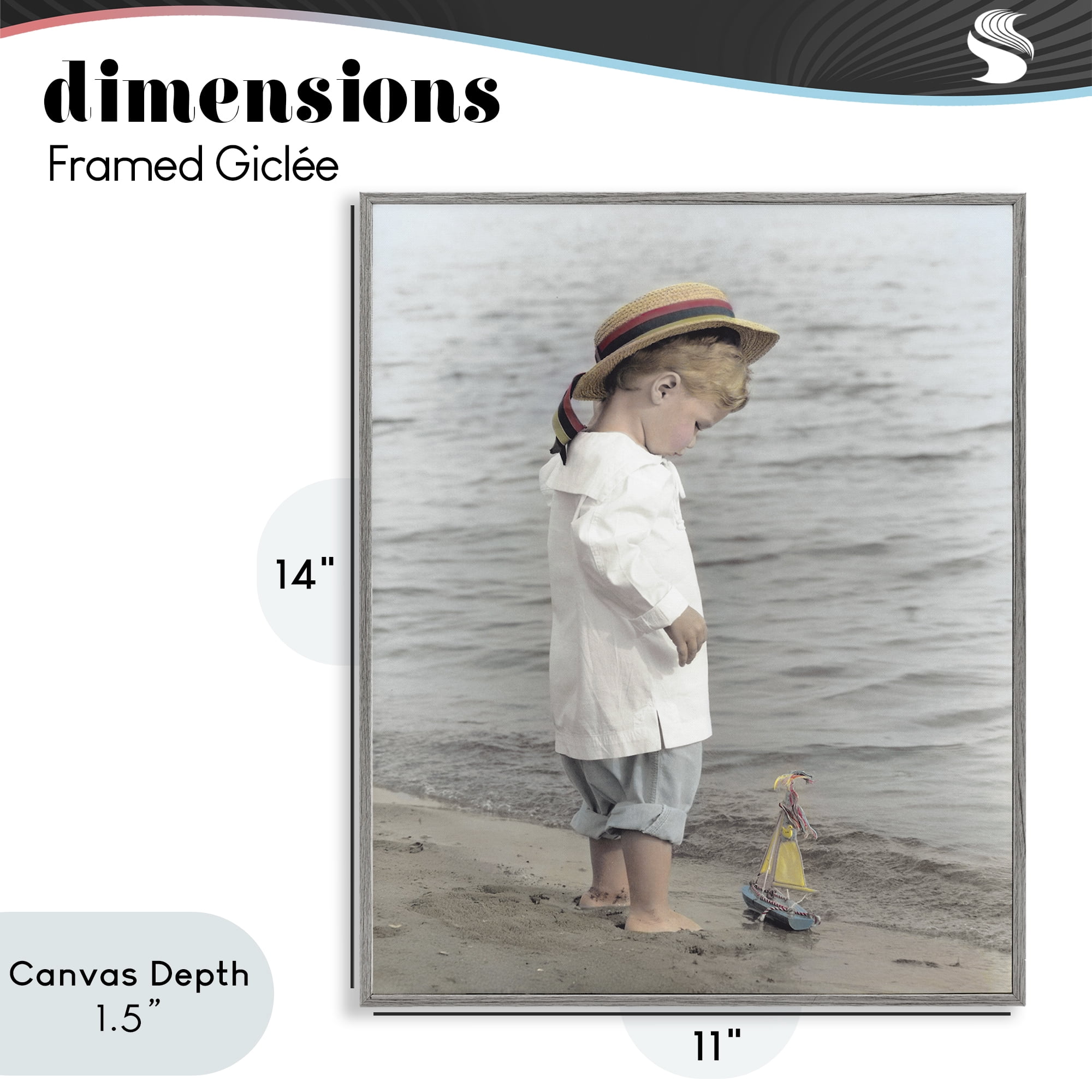 Stupell Industries Child on Beach Shore Gray Framed Giclee Art, design by Kendra Dew