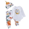 thumbnail image 2 of SOFTCCLO Baby Girl Halloween Outfit Long Sleeve Romper Pants Hat Comfortable Casual 3 Piece Sets Size 0-3M, 2 of 9