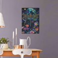 thumbnail image 5 of 16x24 inch Frameless Canvas Painting Wall Art Moonlit Night Dragonflies & Flowers,Florists Canvas Decor Accessory,Cafes Bathroom,Garden Yard Home Wall Decor Art Poster & Prints,Bedroom Decor, 5 of 6