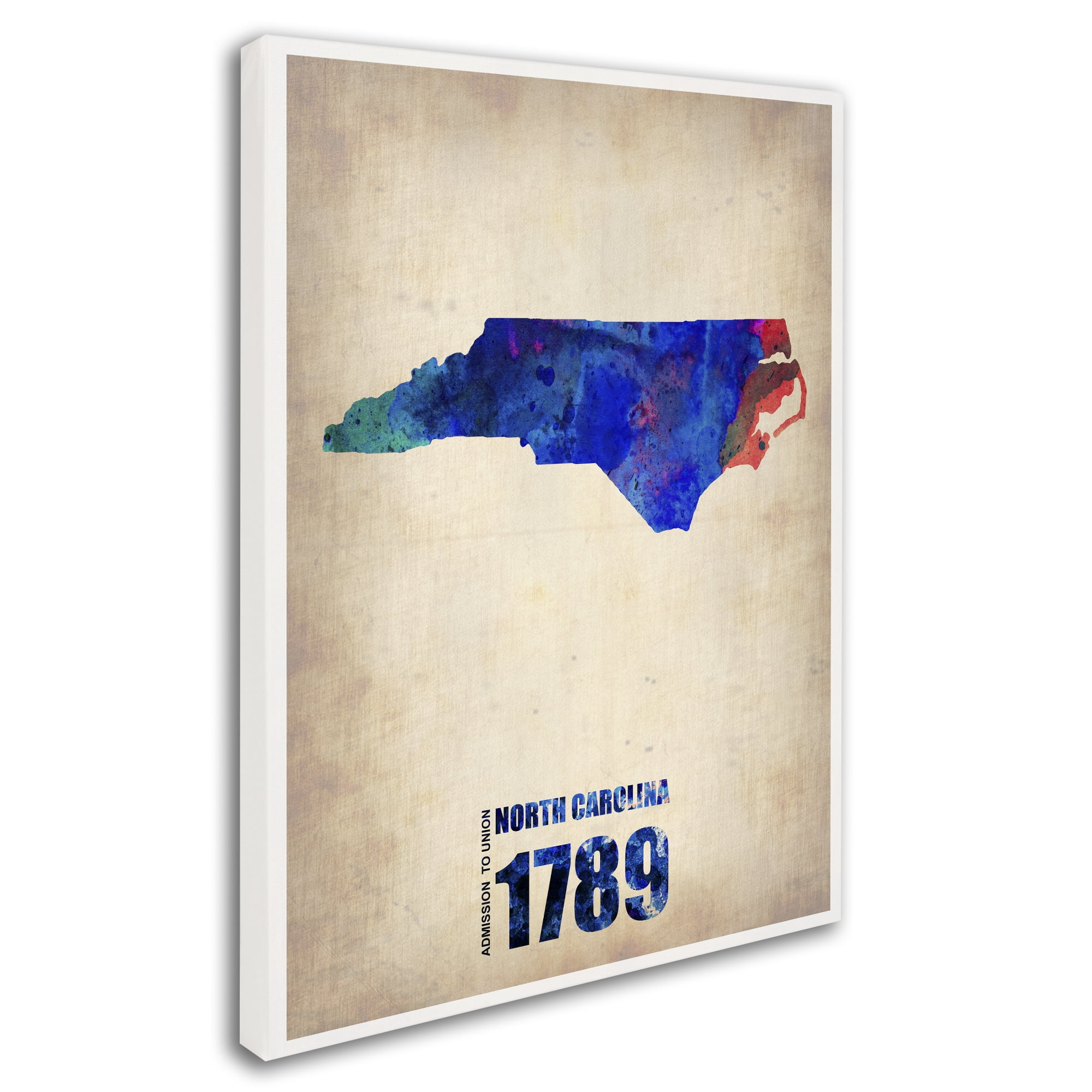 Trademark Fine Art "North Carolina Watercolor Map" Canvas Art by Naxart