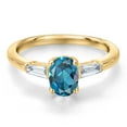 thumbnail image 3 of Gem Stone King 10K Yellow Gold London Blue Topaz and Lab Grown Diamond Engagement Ring for Women | 1.20 Cttw | Oval 7X5MM | Gemstone November Birthstone | Size 9, 3 of 6