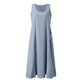 thumbnail image 4 of Ruyang Summer Dresses for Teen Girls Cotton Linen Crewneck Sleeveless Tank Dresses Beach Vacation A-line Swing Dresses, 4 of 5