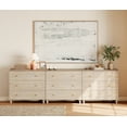 thumbnail image 2 of WAMPAT Dresser with 9 Drawers for Bedroom, 3-in-1 Wooden Wide Chest of Drawers, Modern Closet Storage Organizer with Solid Wood Legs for Living Room, Hallway, Nursery, 106.2x15.4x32.4, Biscotti, 2 of 8