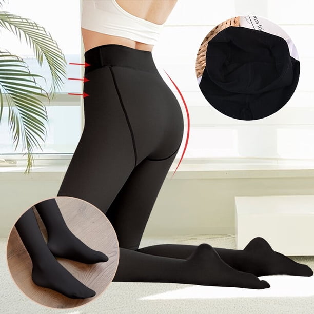 pantys mujer invierno pantys mujer Pantimedias térmicas gruesas para mujer, medias traslúcidas falsas forradas de lana, medias elásticas de cintura alta para invierno