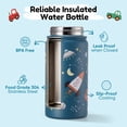 thumbnail image 3 of Hawsaiy 12oz Insulated Kids Water Bottle with Double Drinking Lids, Stainless Steel Water Bottle for School & Outdoor, Blue Planet, 3 of 8