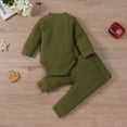 thumbnail image 3 of MesaSe Newborn Infant Baby Boy Girl Winter Clothes Ribbed Solid Button Long Sleeve Tops Pants 2PCS Set Orange 0-3 Months, 3 of 10