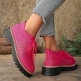 thumbnail image 5 of Rokment Womens Mesh Slip on Socks Oxfords Breathable Fashionable Platform Chunky Lug Sole Mid Heel High Top Fashion Sneakers Walking Dress Shoes C Size 6, 5 of 9