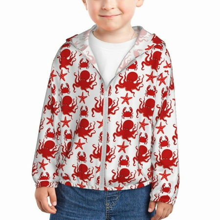 

Lukts Octopus Print Children s Long-Sleeved Sun Protection Clothing Hooded Sweatshirts for Boys and Girls Outdoor Sports-18 Months