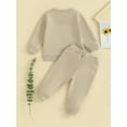 thumbnail image 4 of Wassery Toddler Boys Girls 2 Piece Fall Outfits Set 6M 12M 18M 2T 3T Infant Baby Boys Girls Autumn Clothes Letter Embroidery Long Sleeve Sweatshirt Pullover Top Sweatpants, 4 of 9