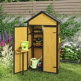 thumbnail image 6 of Witaxima 69" Outdoor Wood Storage Shed with Waterproof Roof, Lockable Doors, Foldable Table & Removable Shelves, Weatherproof Garden Tool Cabinet for Yard & Patio, Brown, 6 of 7
