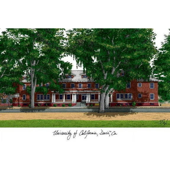 University of California, Davis 11w x 8.5h Manhattan Black Single Mat Gold Embossed Diploma Frame with Bonus Campus Images Lithograph (value savings at $59)